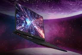 MSI Raider 18 HX AI gaming laptop on a desk with a game on screen.