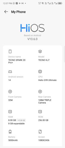 Spark 20 edug screen. 8+8/256